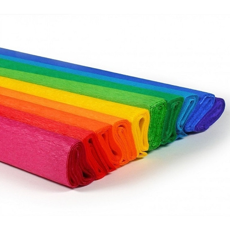 Hartie creponata 200x25 cm, curcubeu, 16 g/mp, set 10 bucati - imagine 3